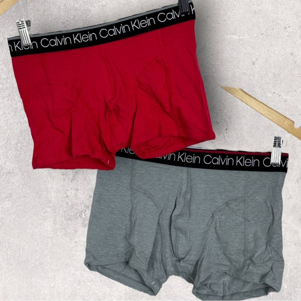 NEW Calvin Klein Cotton Stretch Trunks Boxer Brief Size Small Red Grey Underwear